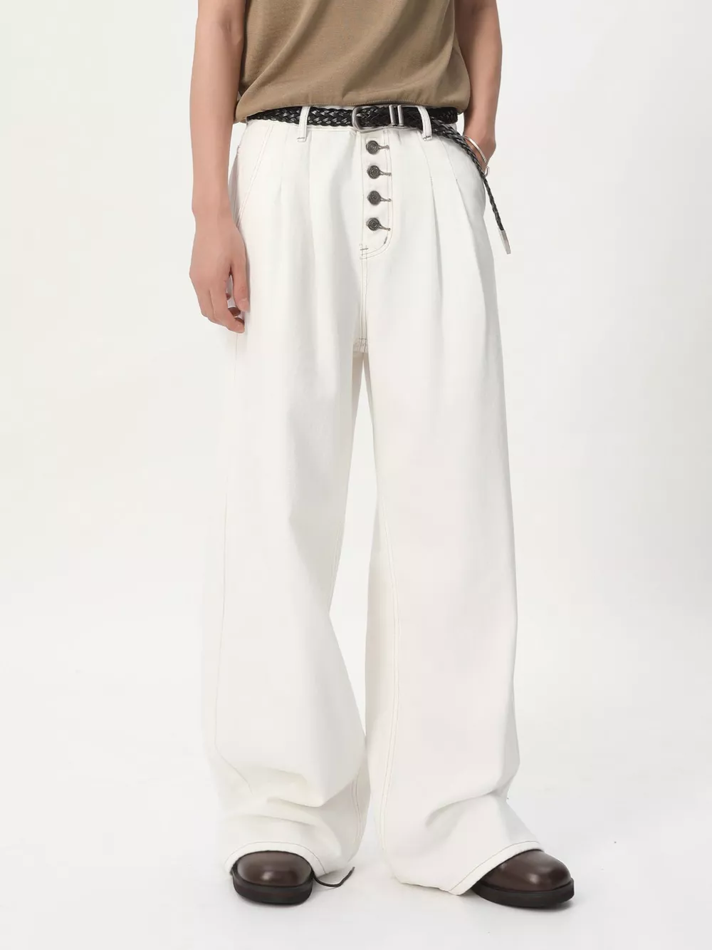 Men's Button-Fly Wide Leg Jeans, image 9