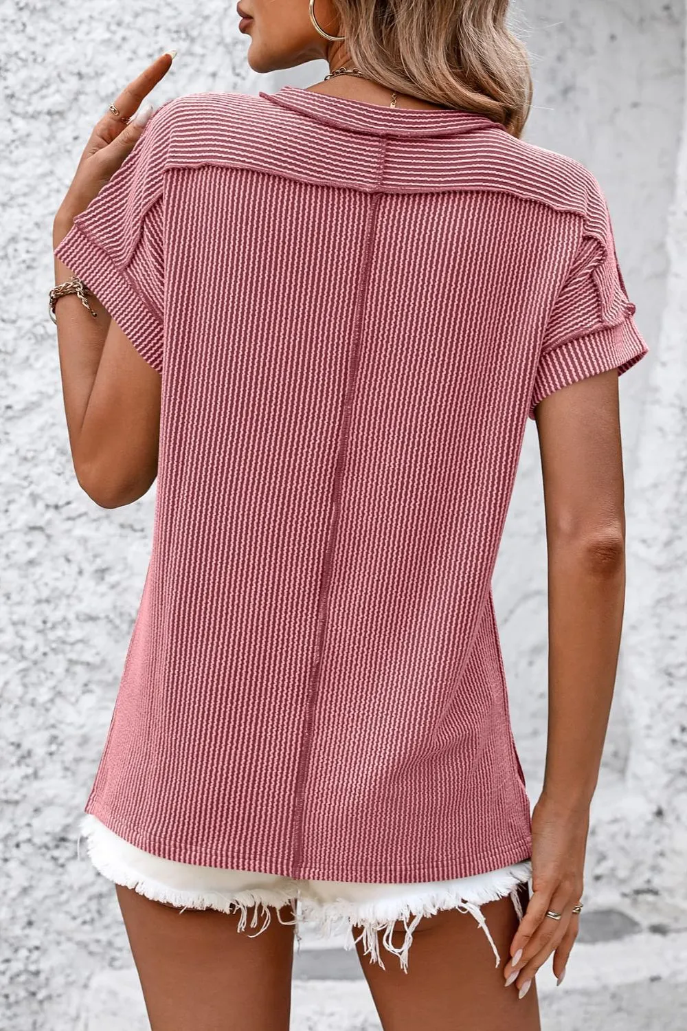 Striped Round Neck Short Sleeve T-Shirt, image 22
