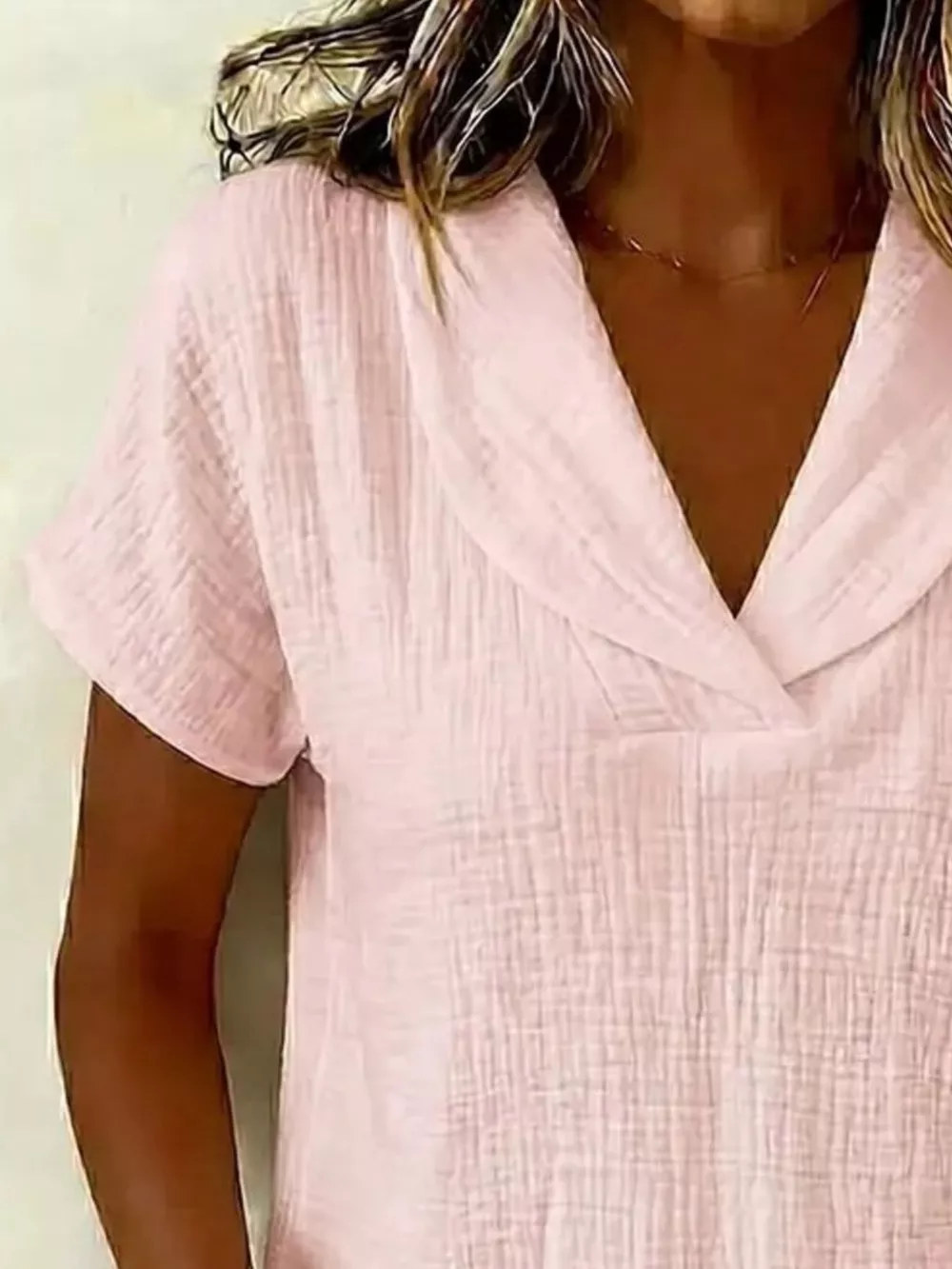 Full Size Casual Short Sleeve Textured Blouse Plus Size, image 5