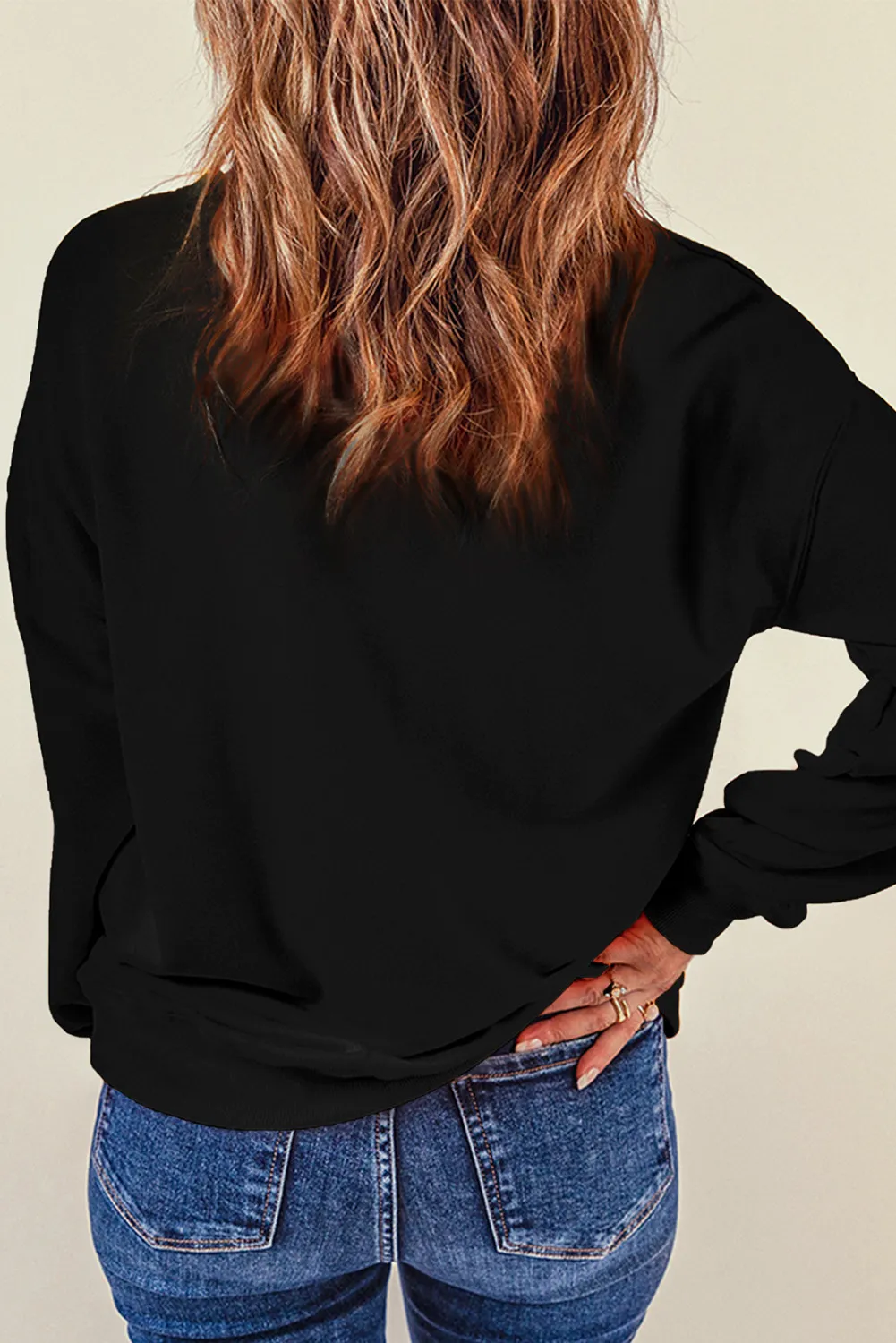 Contrast Bow Round Neck Long Sleeve Sweatshirt, image 4