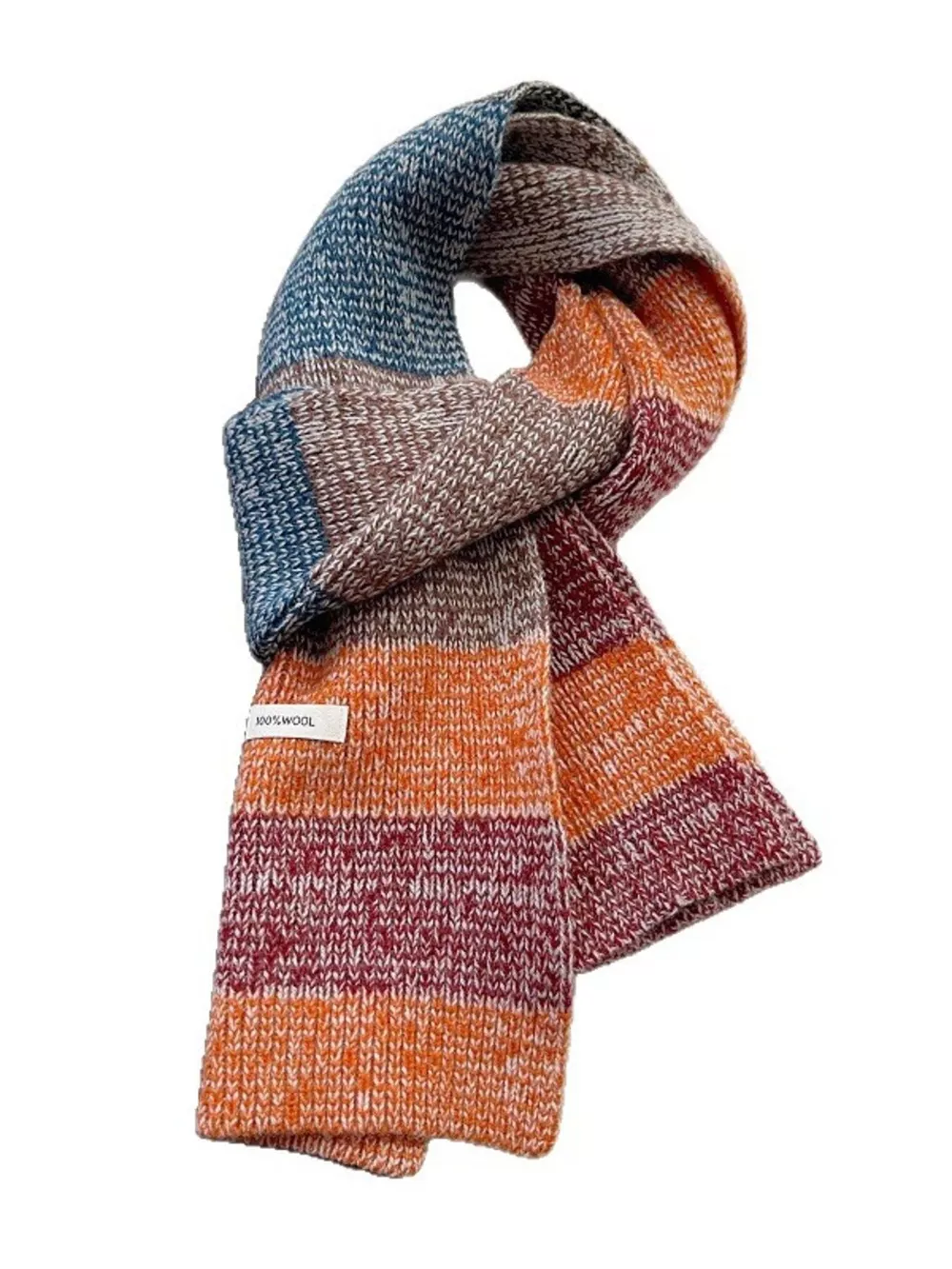 100% Wool Color Block Knitted Scarf, image 8