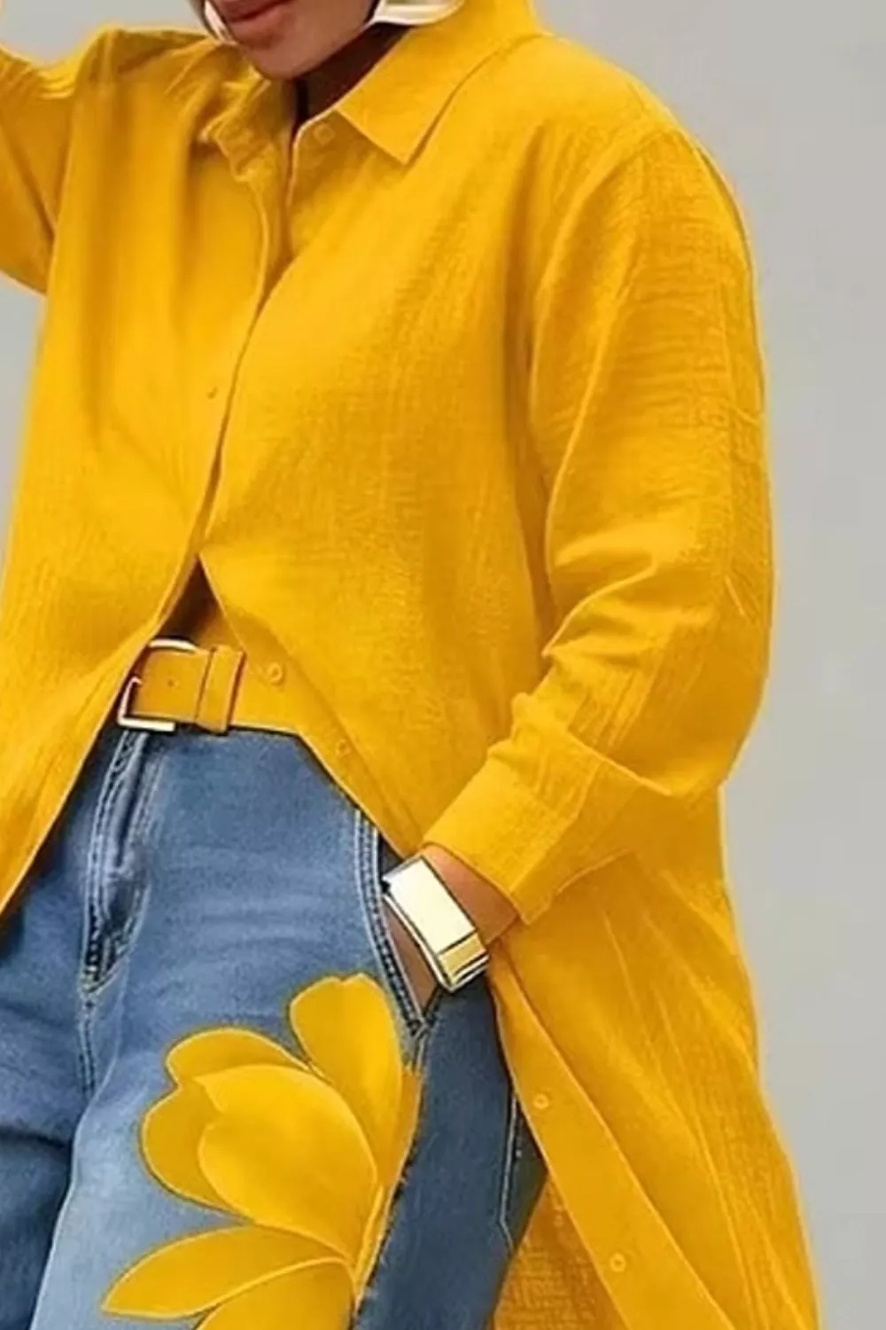 Button Up Long Sleeve Longline Shirt, image 5