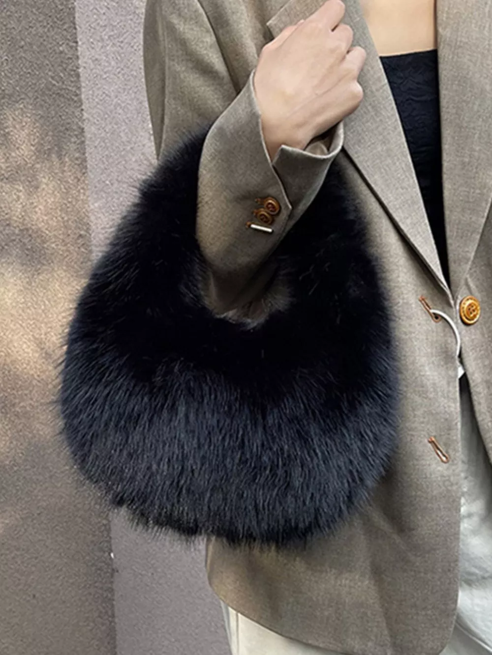 Fluffy Solid Color Handbag, image 5
