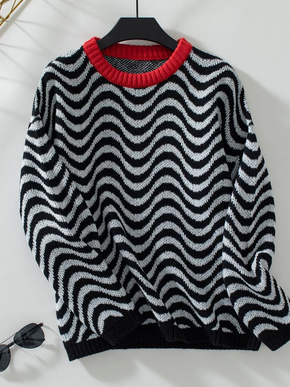 Wavy Striped Round Neck Sweater, image 14