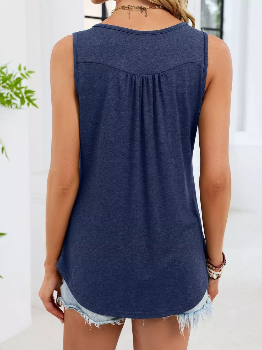 Button Detail Round Neck Tank, image 12