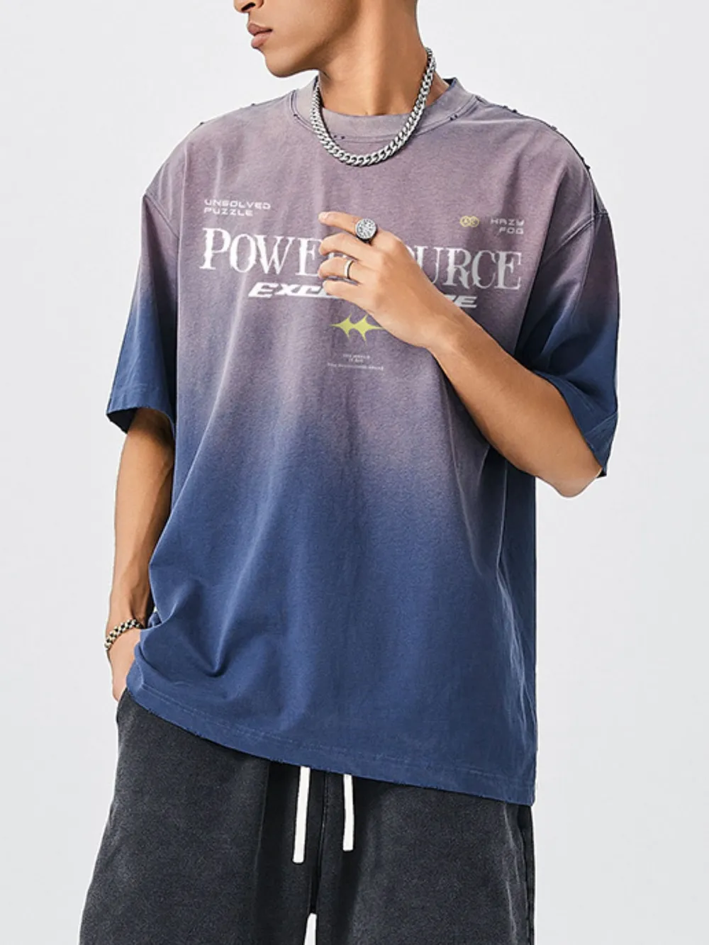 Men's Letter Graphic Round Neck Short Sleeve T-Shirt, image 3