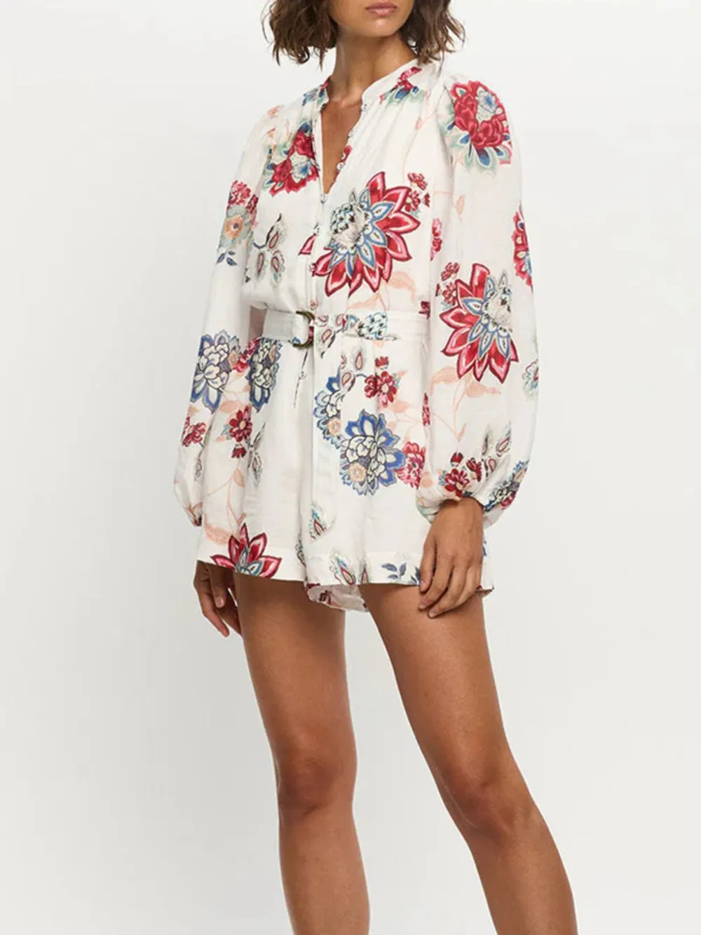 Floral Print Long Sleeve Romper, image 4