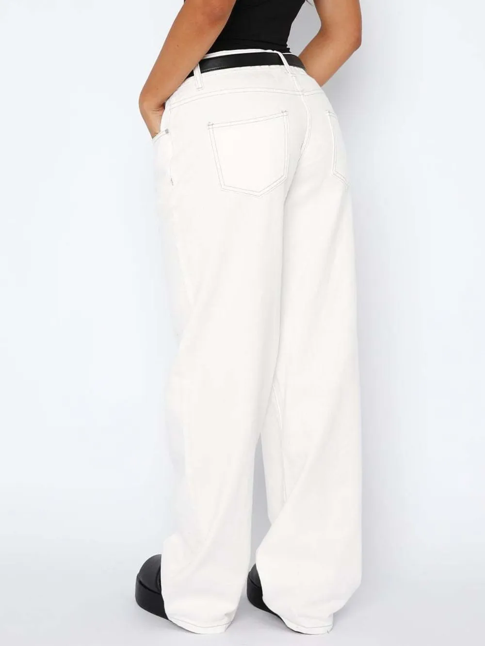 Wide Leg Jeans with Pockets, image 4