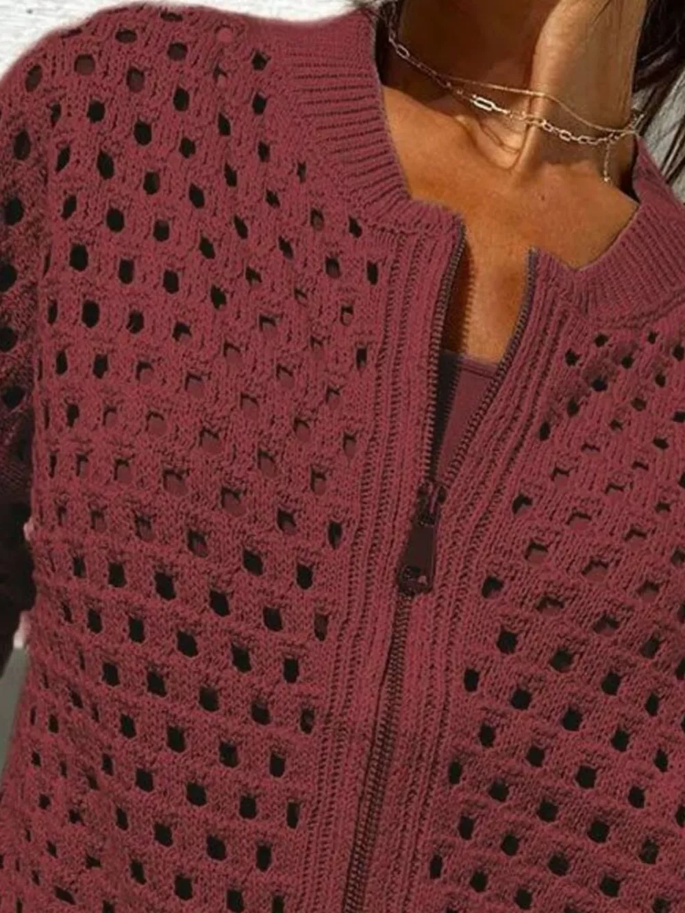 Full Size Crochet Knit Zip-Up Cardigan Plus Size, image 12