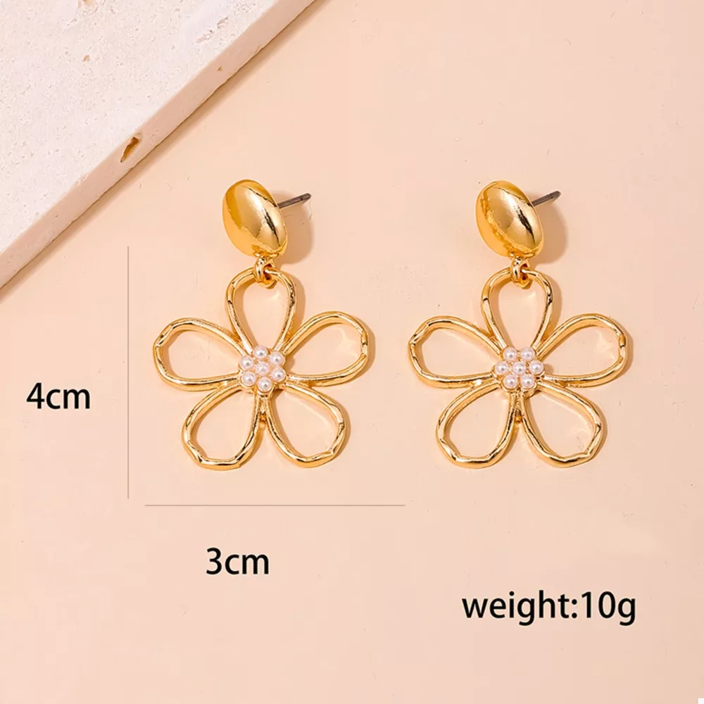 Alloy Flower Drop Earrings, image 4