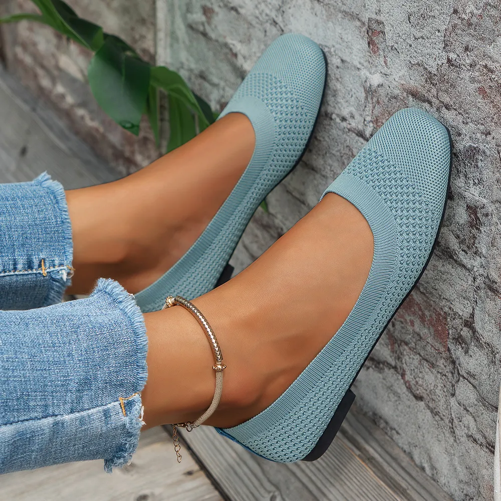 Square Toe Solid Color Mesh Slip-Ons, image 13