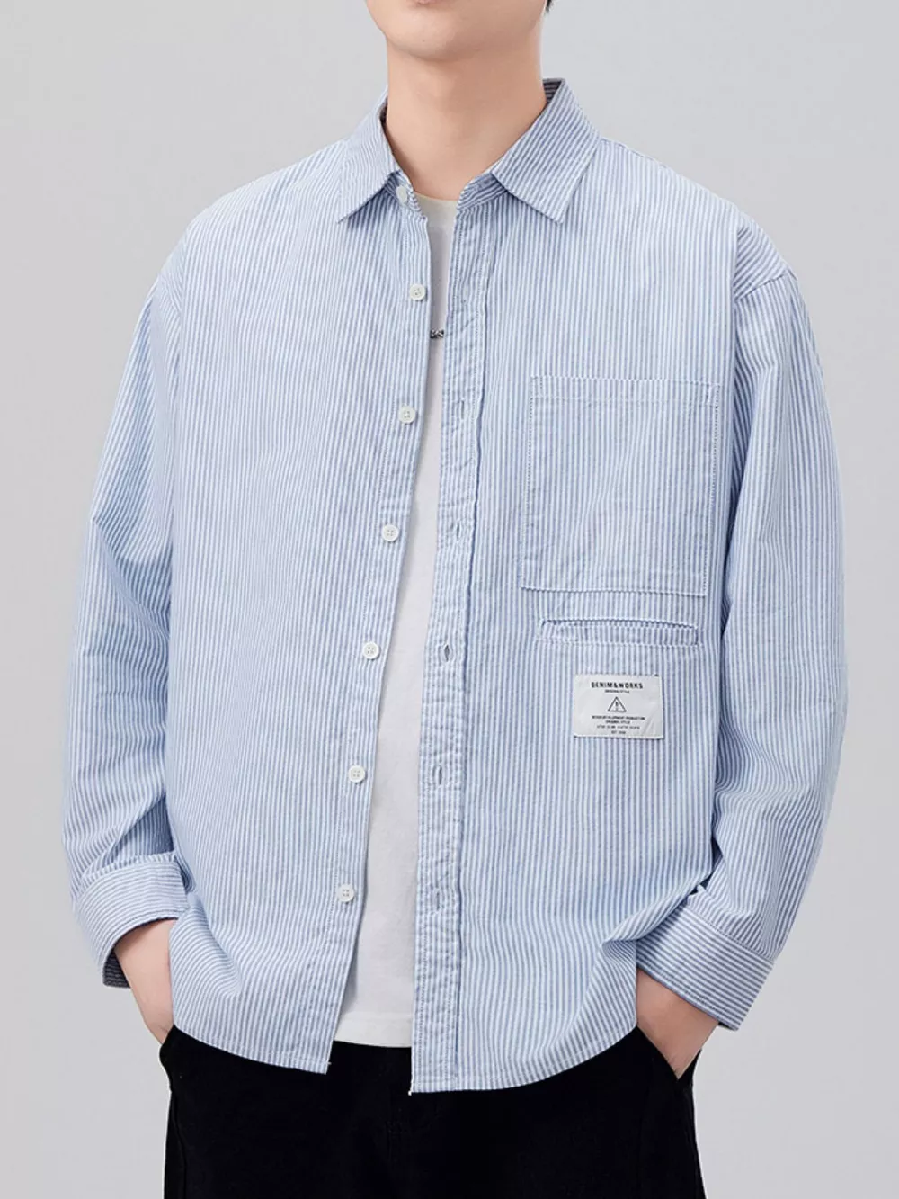 Men's Plus Size Button Up Long Sleeve Shirt, image 5