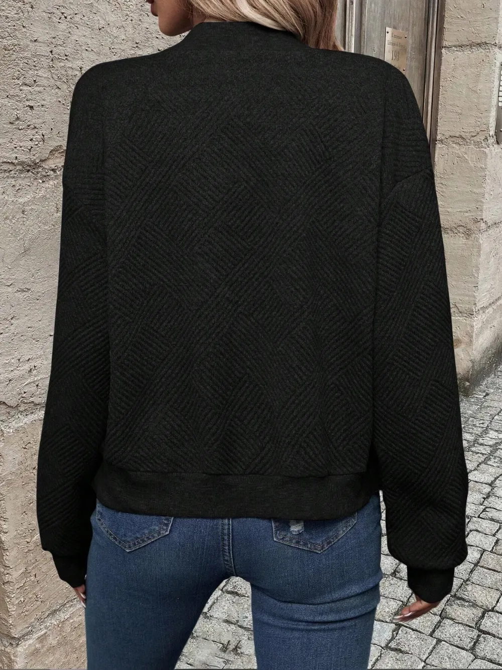 Textured Zip Up Long Sleeve Jacket, image 15