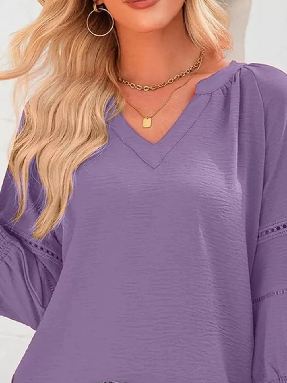 Solid Color Smocked Long Sleeve Blouse, image 32