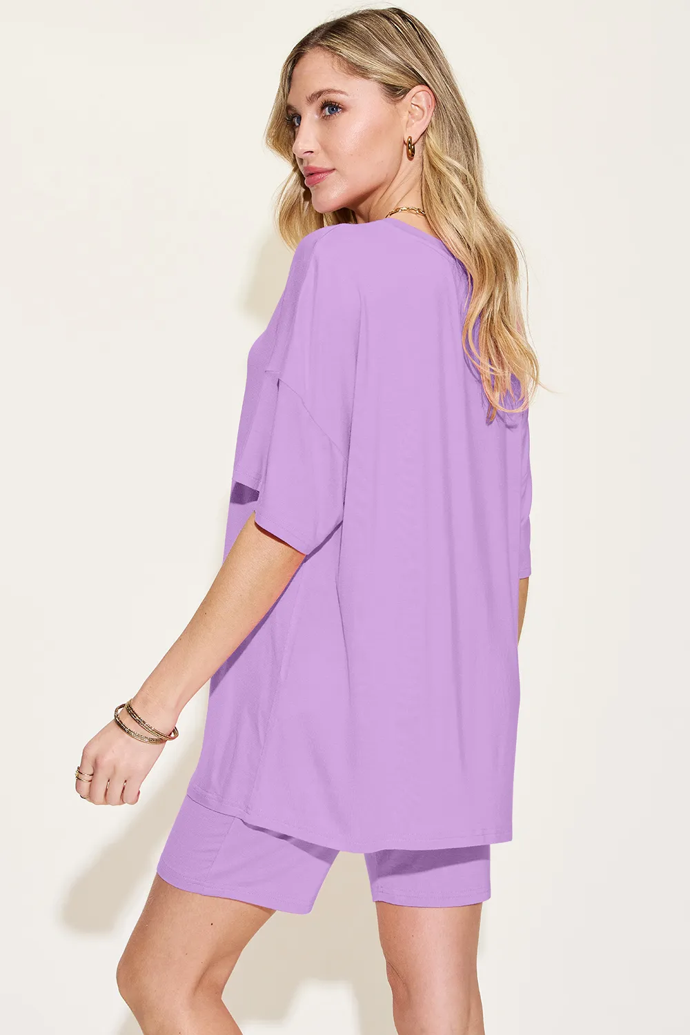 Bamboo Full Size V-Neck Drop Shoulder T-Shirt and Shorts Set, image 34