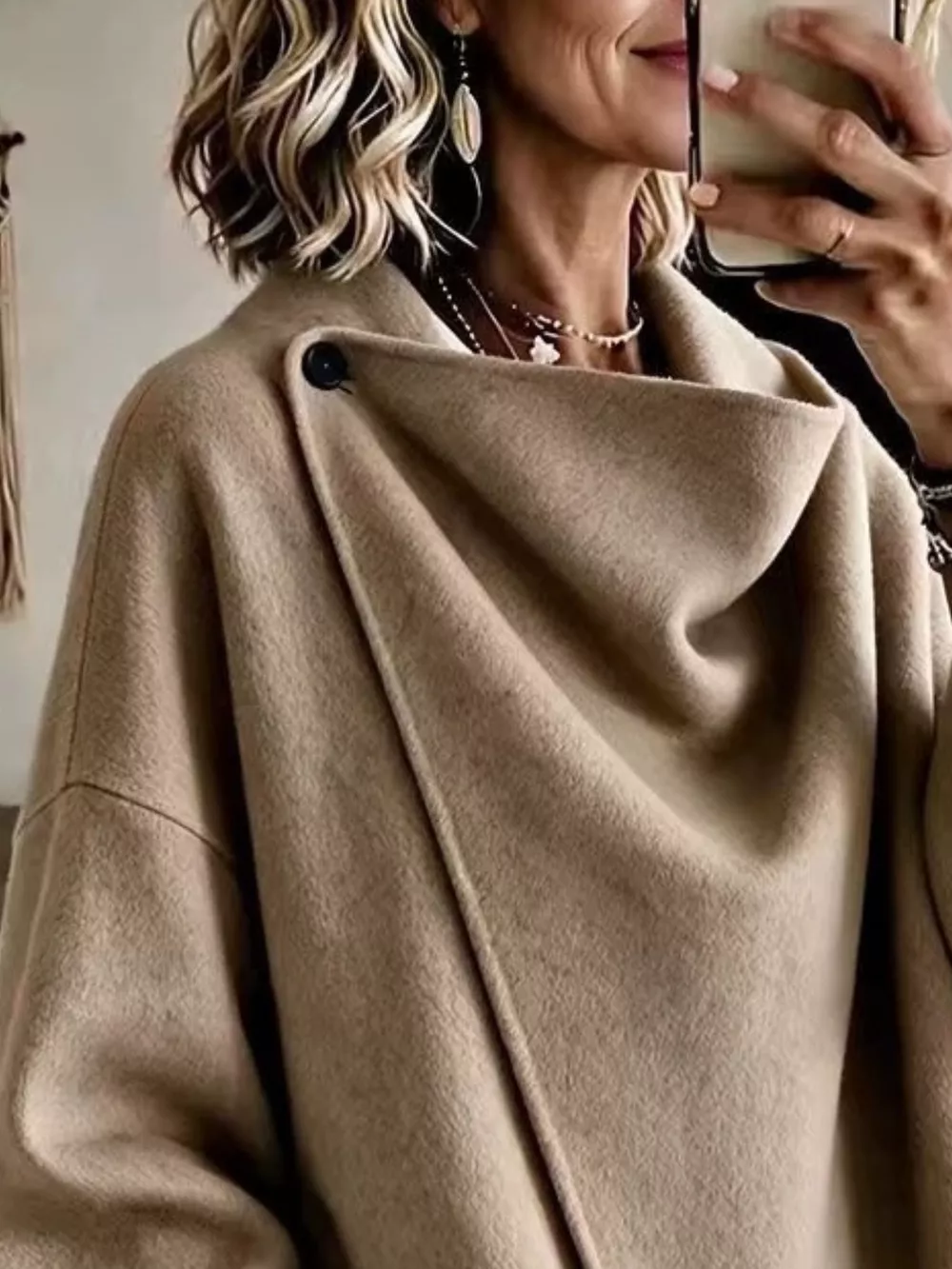 Full Size Asymmetric Cowl Neck Cape Plus Size, image 14