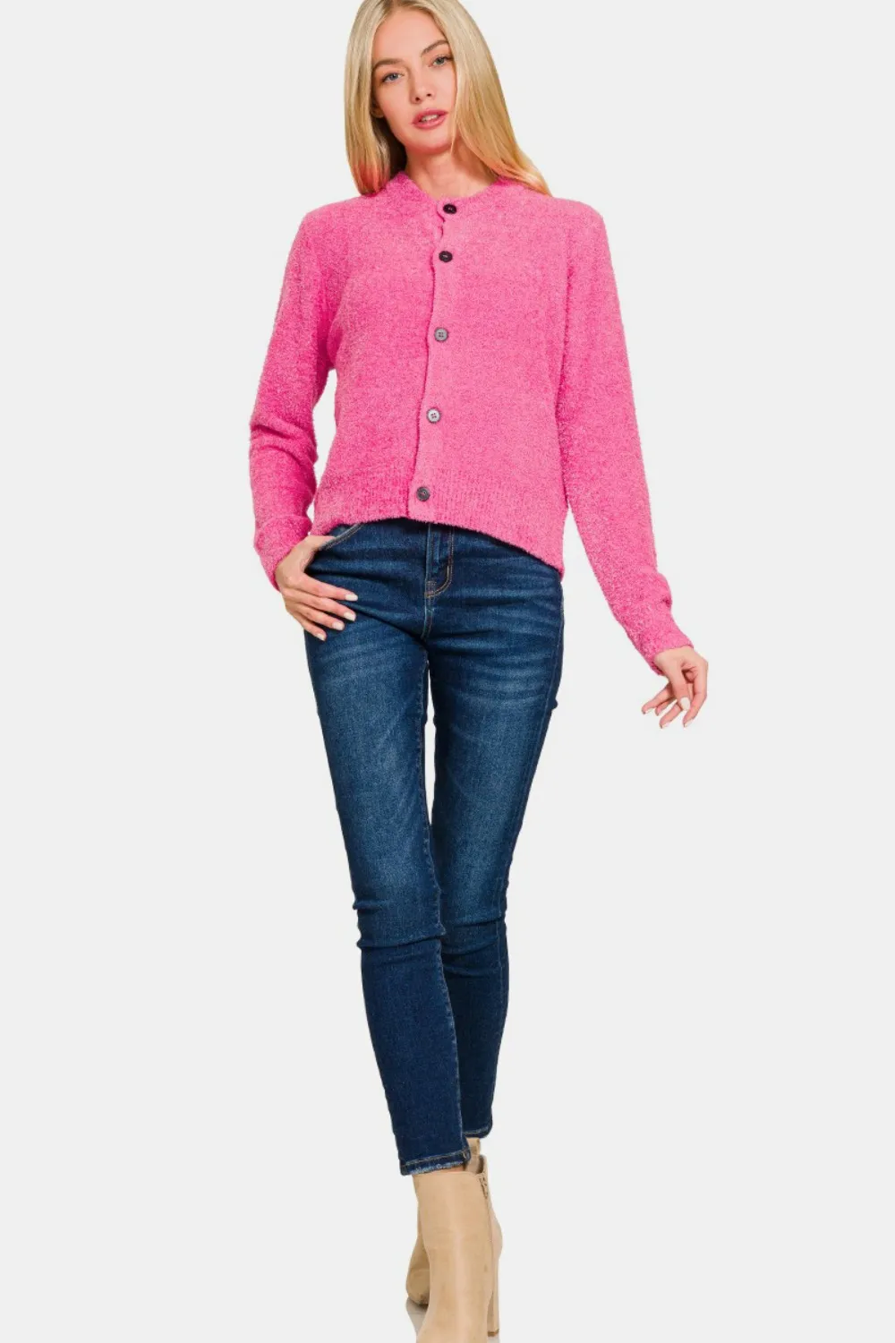 Button Down Long Sleeve Sweater Cardigan, image 5