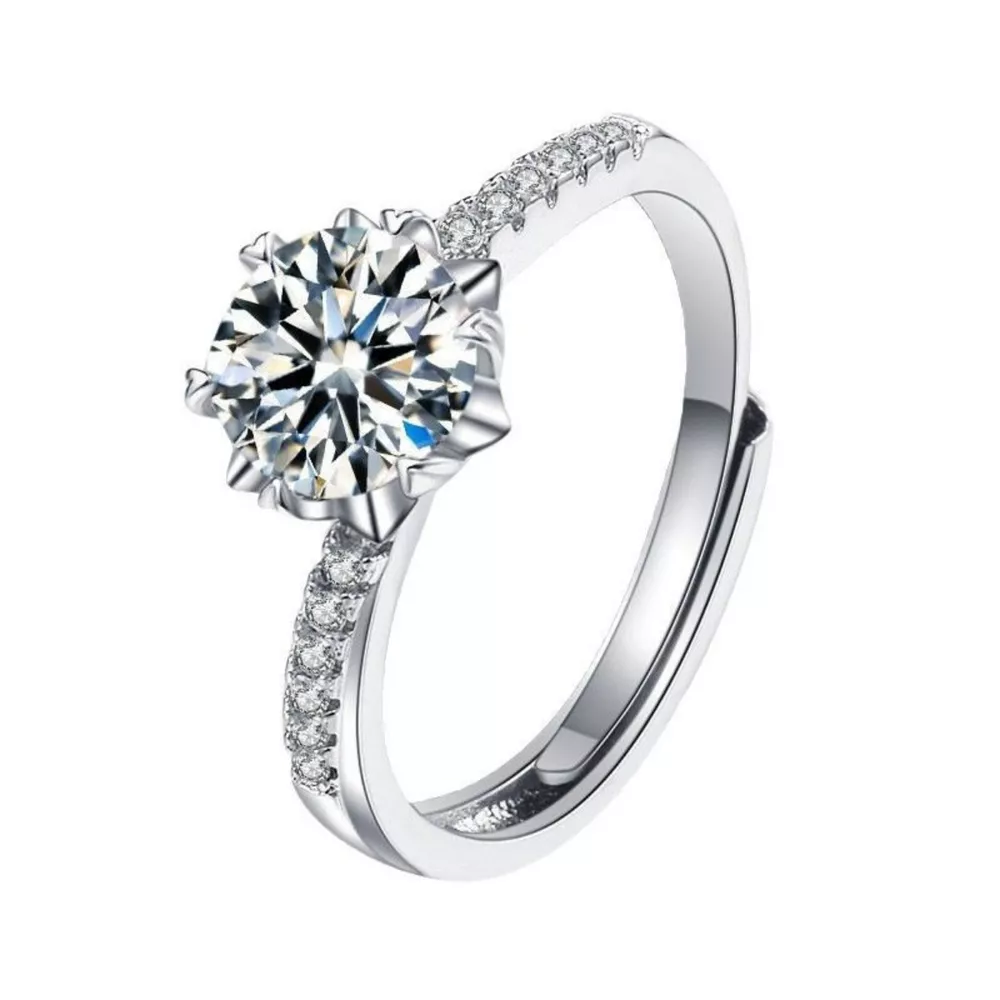 1 Carat 925 Sterling Silver Moissanite Ring, image 3