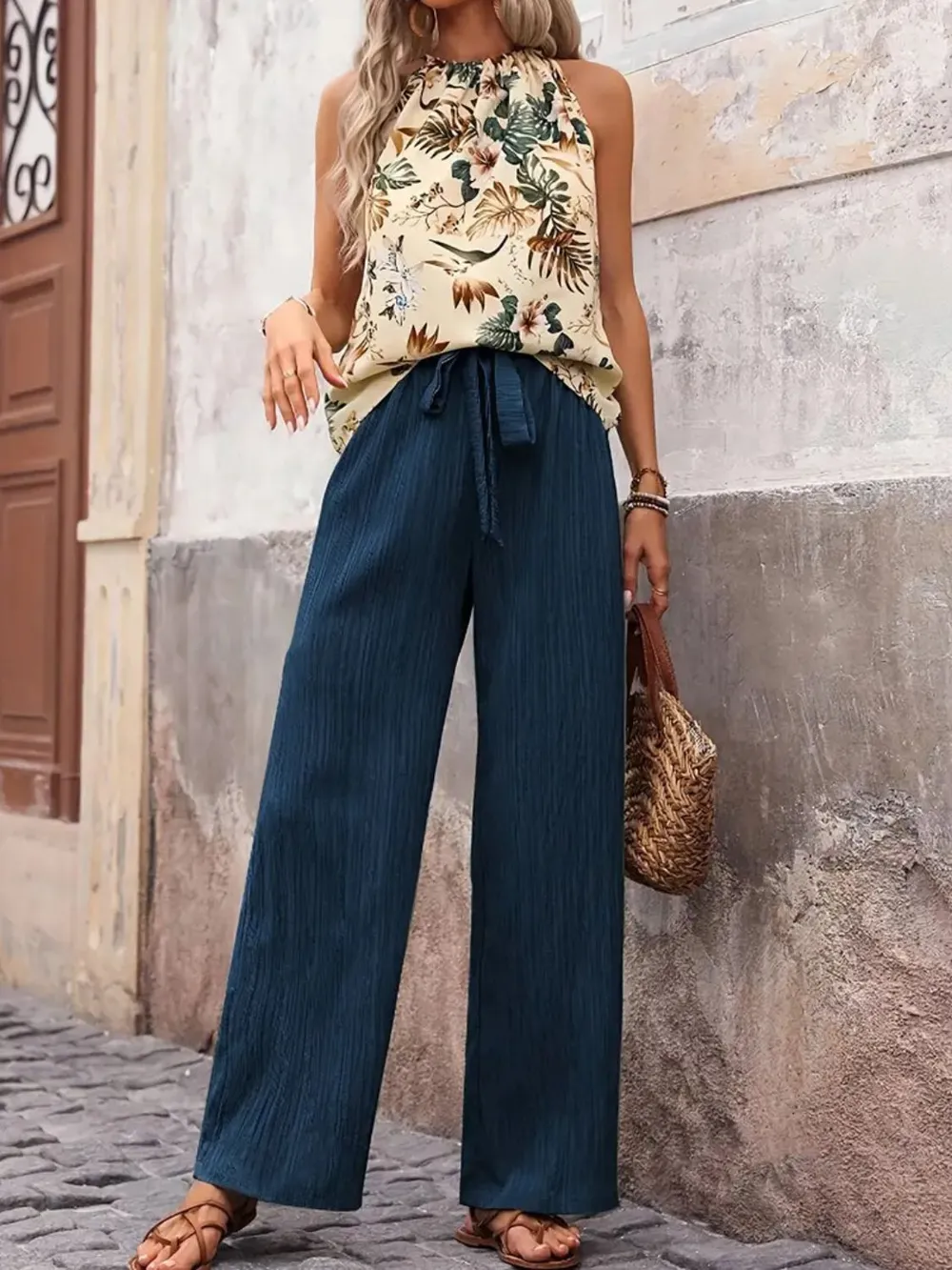 Printed Tank Top and Wide Leg Pants Set, image 31