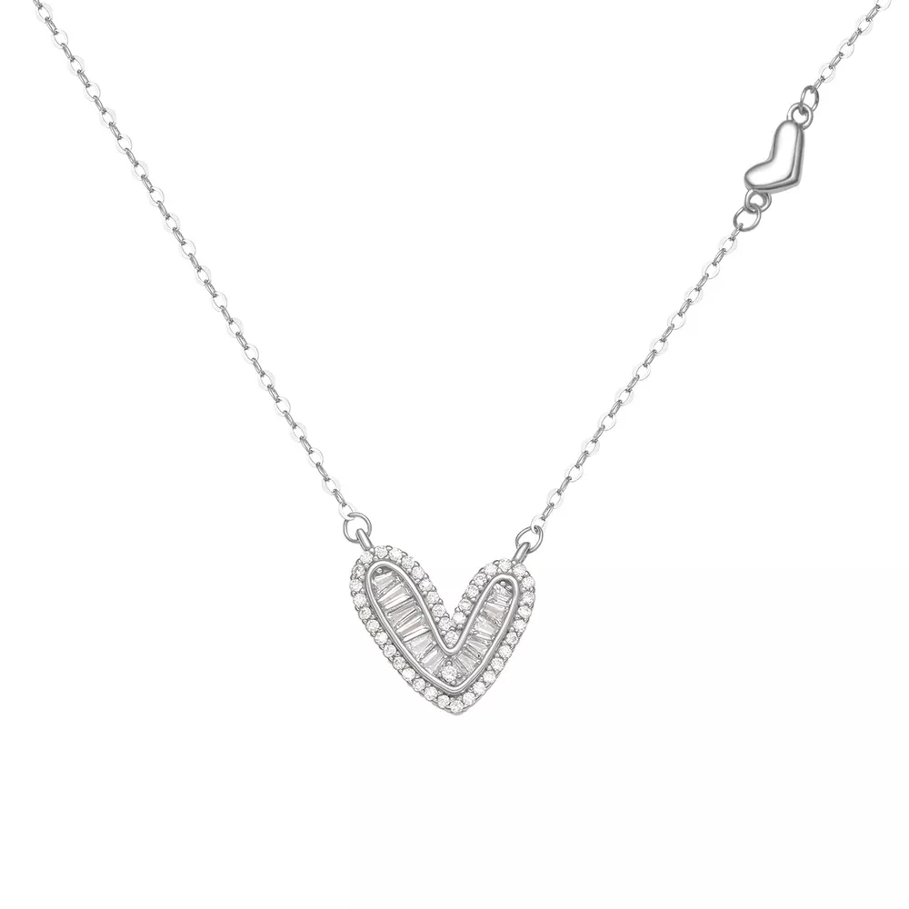 925 Sterling Silver Zircon Heart Necklace, image 3