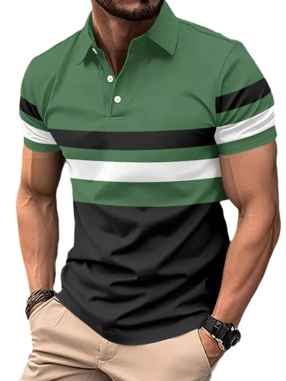 Men's Full Size Collared Neck Short Sleeve Polo Plus Size, image 6
