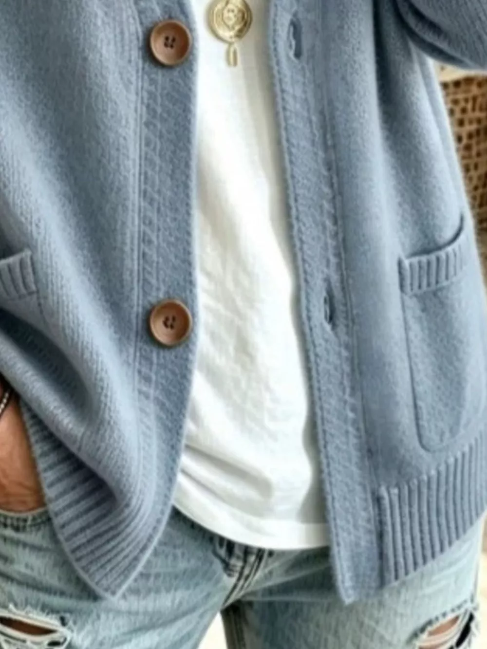 Full Size Button Up Raglan Sleeve Cardigan Plus Size, image 12