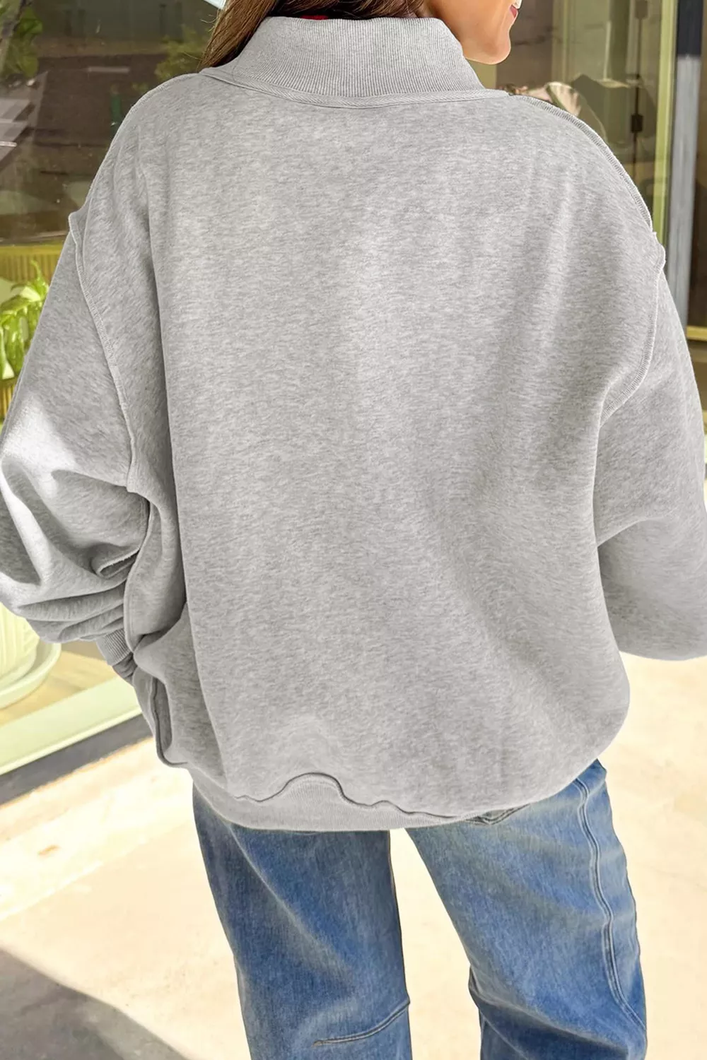 Reversible Halloween Graphic Mock Neck Tunic Sweatshirt, image 3