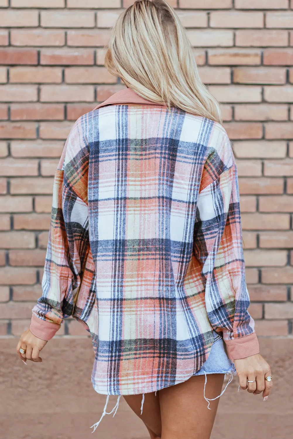 Plaid Button Up Long Sleeve Shacket, image 9