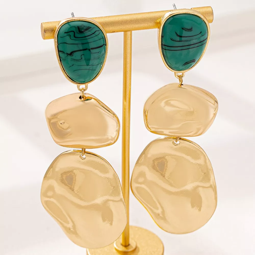 18K Gold-Plated Alloy Drop Earrings, image 2