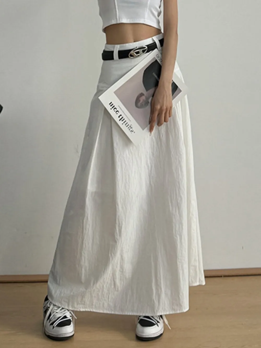 High Waist A-Line Maxi Skirt, image 4