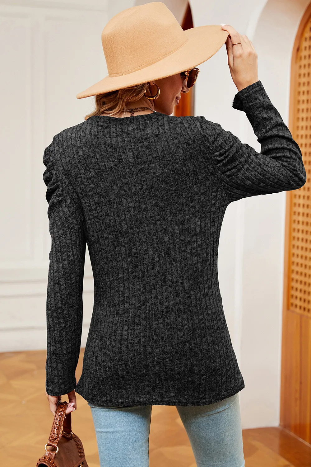 Round Neck Puff Sleeve T-Shirt, image 9