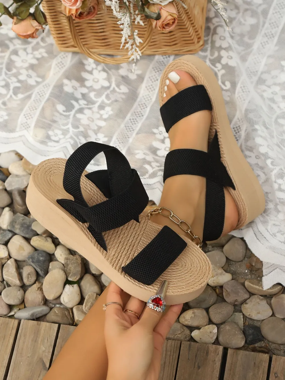 Leopard Open Toe Wedge Sandals, image 2