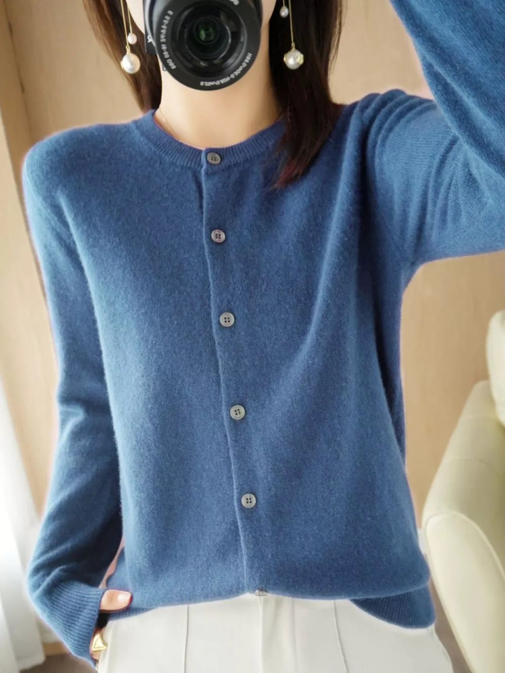 Classic Crew Neck Knit Cardigan, image 36