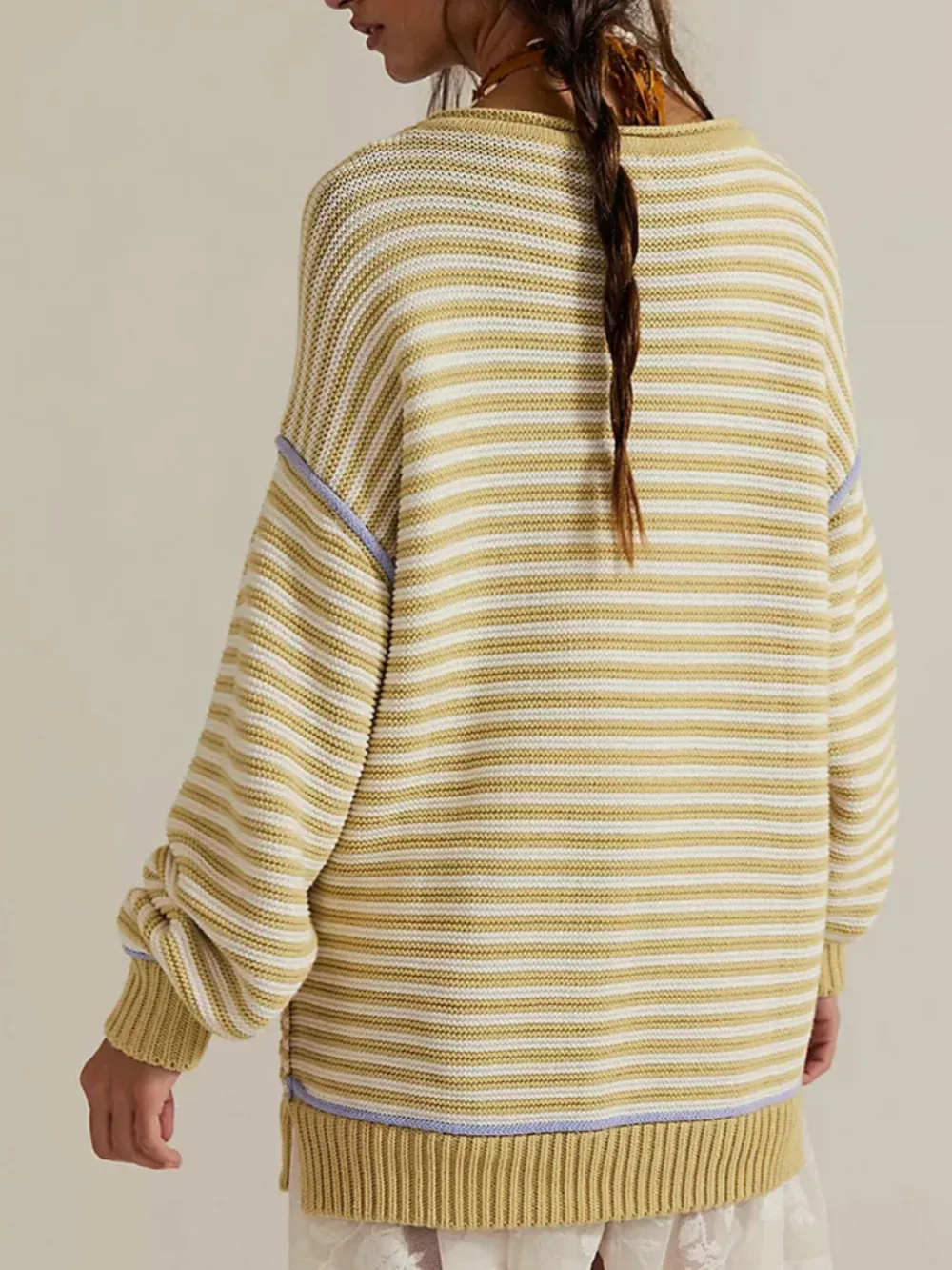 Slit Striped Oversized Sweater, image 4