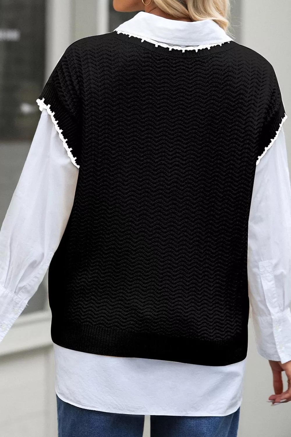 Chic Textured Knit Sleeveless Sweater Vest, image 13