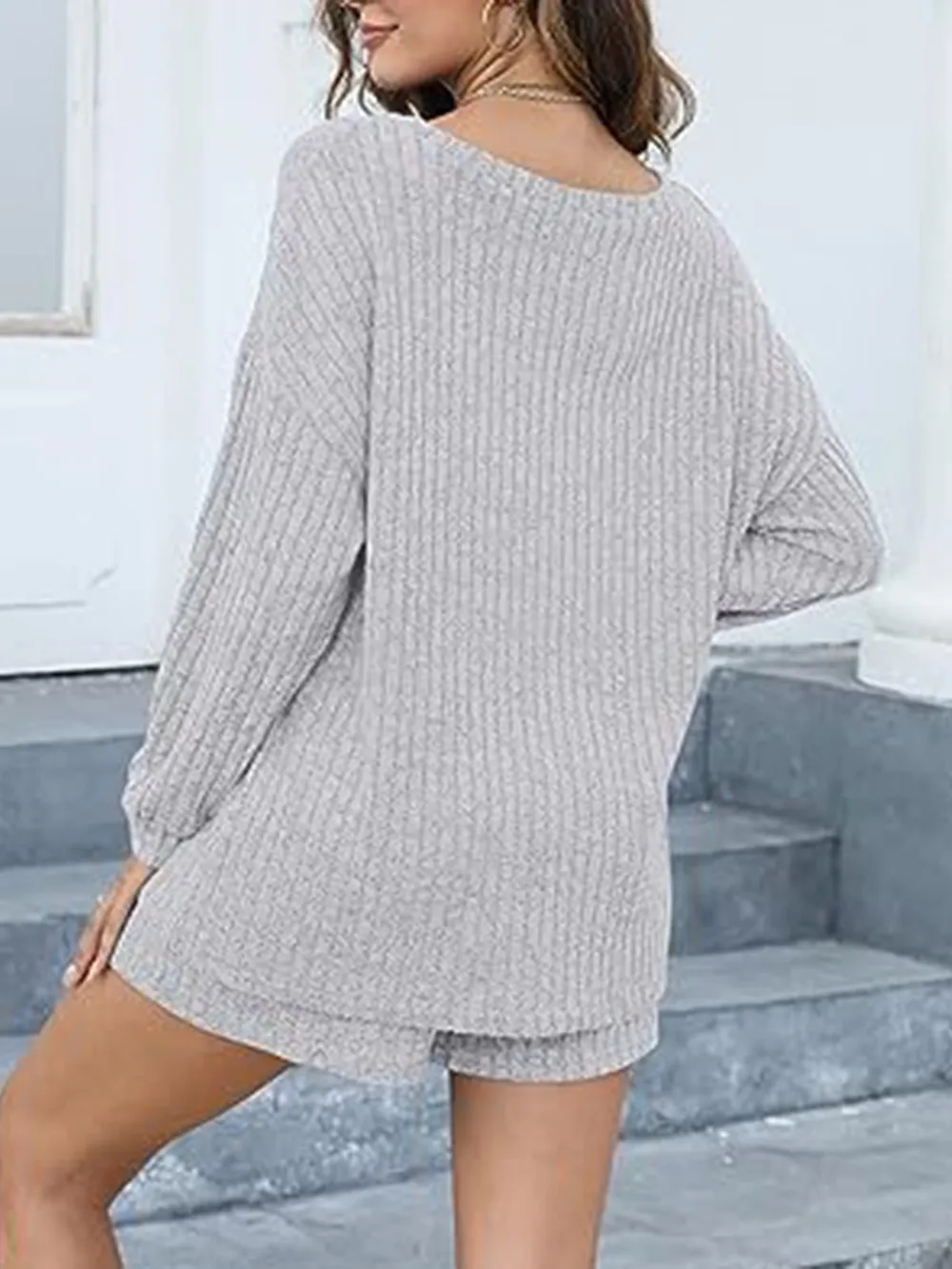 Round Neck Dropped Shoulder Top and Shorts Set, image 12