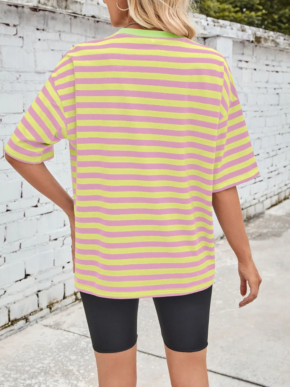 Striped Round Neck Half Sleeve T-Shirt, image 7