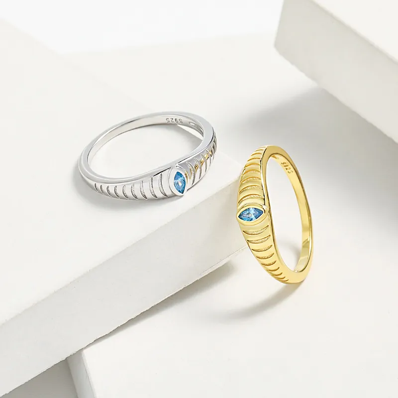 925 Sterling Silver Inlaid Zircon Ring, image 2