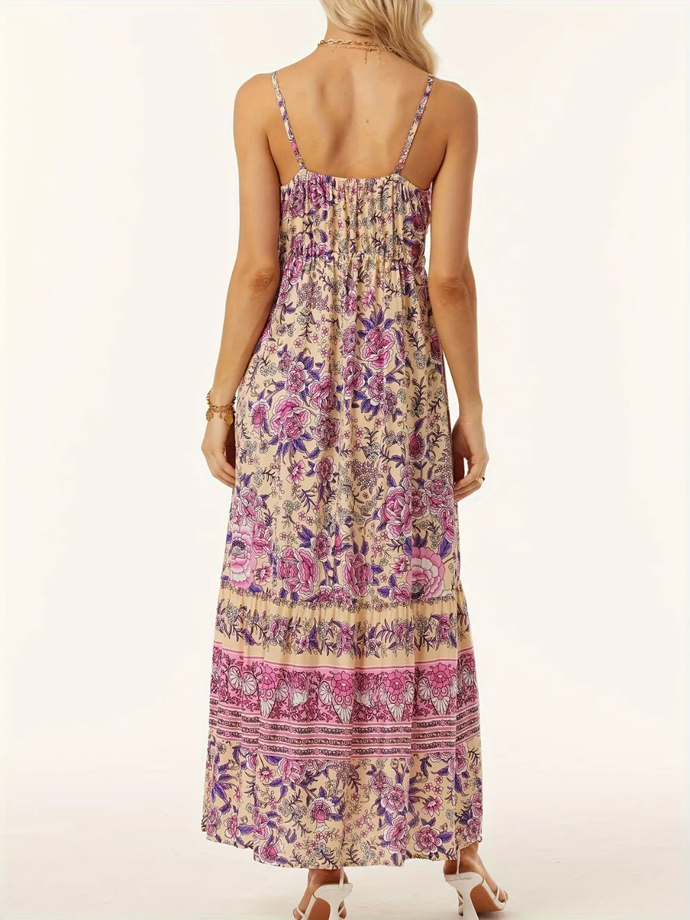 Printed Scoop Neck Midi Cami Dress, image 7