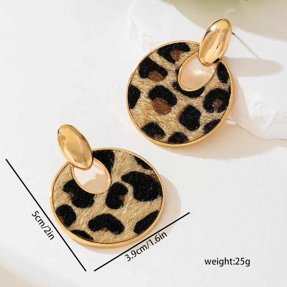 Leopard Circle Dangle Earrings, image 5