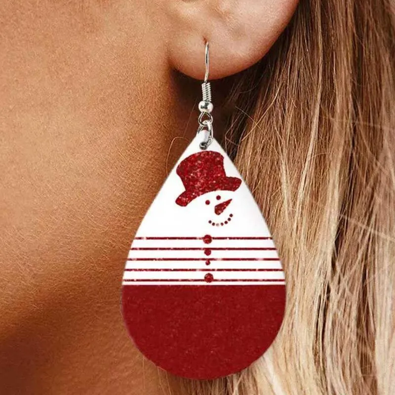 Snowman PU Leather Dangle Earrings, image 5
