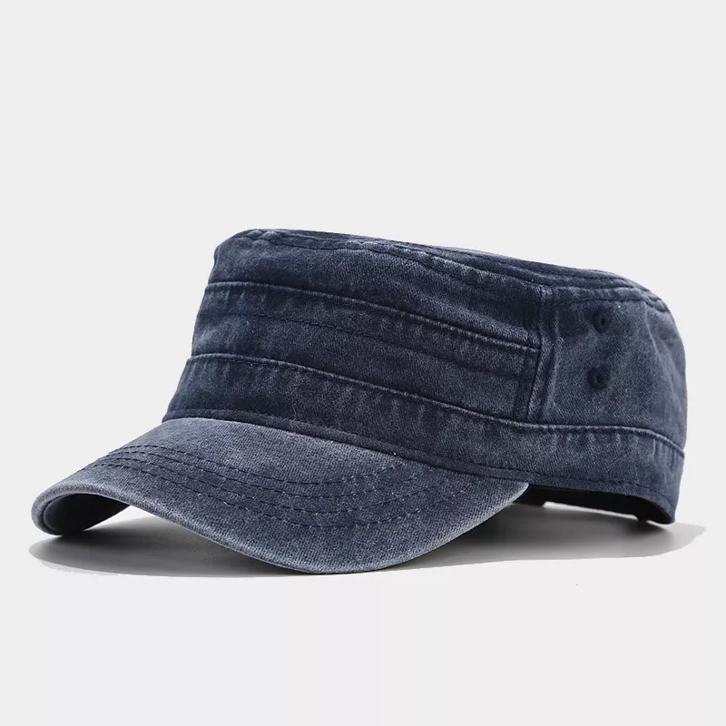 Vintage Washed Cotton Military Cadet Hat, image 3