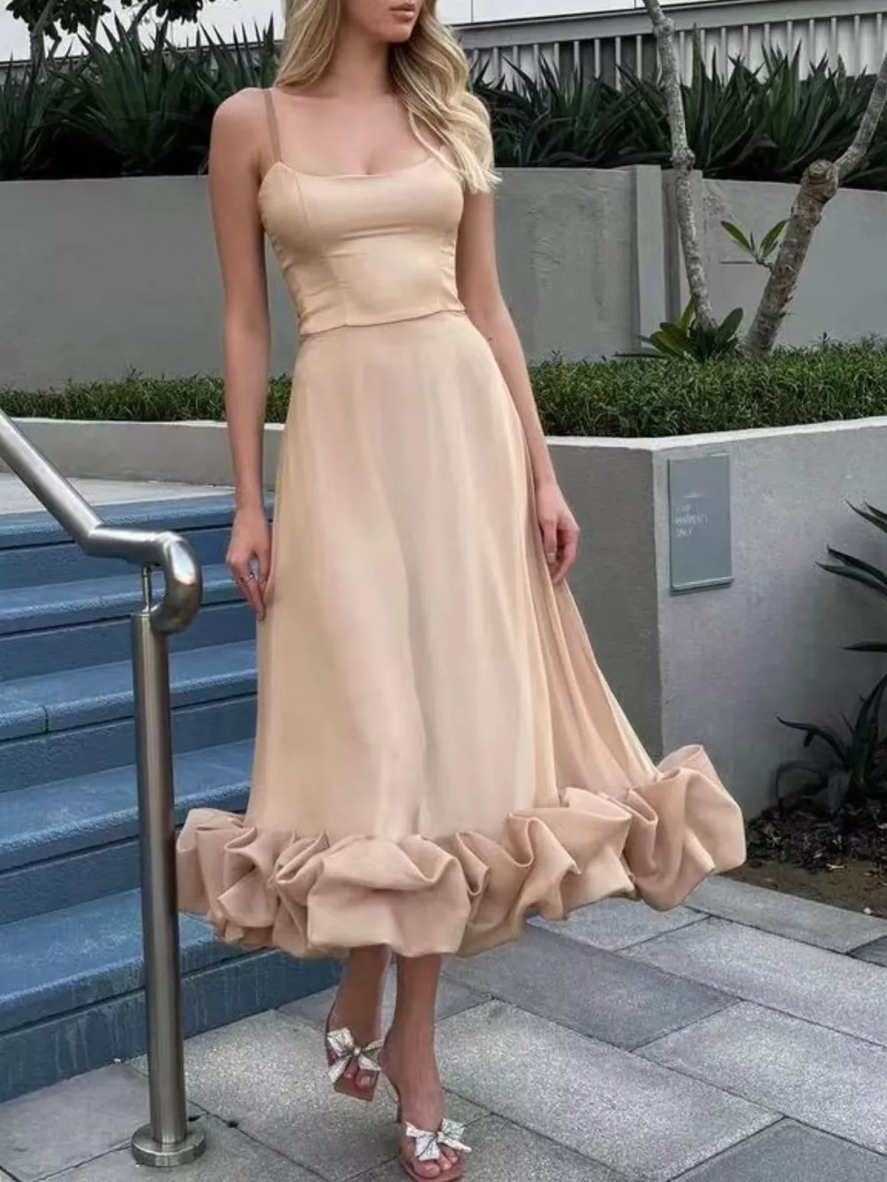 Ruffle Hem Scoop Neck Midi Dress, image 17