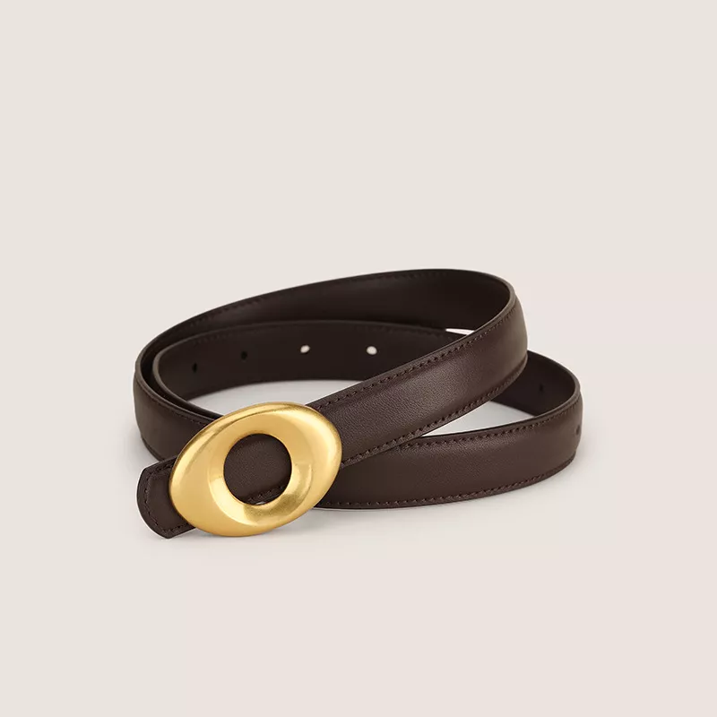 Oval Buckle Leather Belt, image 2