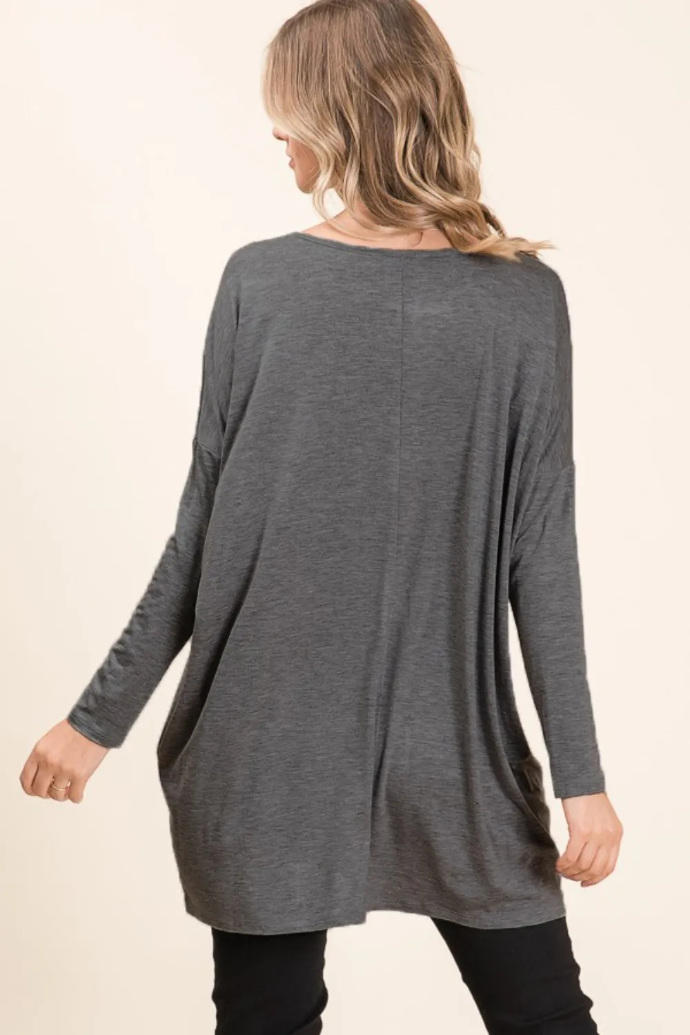 Round Neck Long Sleeve Oversized Top, image 2