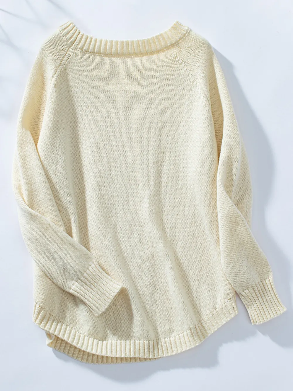 Decorative Button Round Neck Raglan Sleeve Sweater, image 10