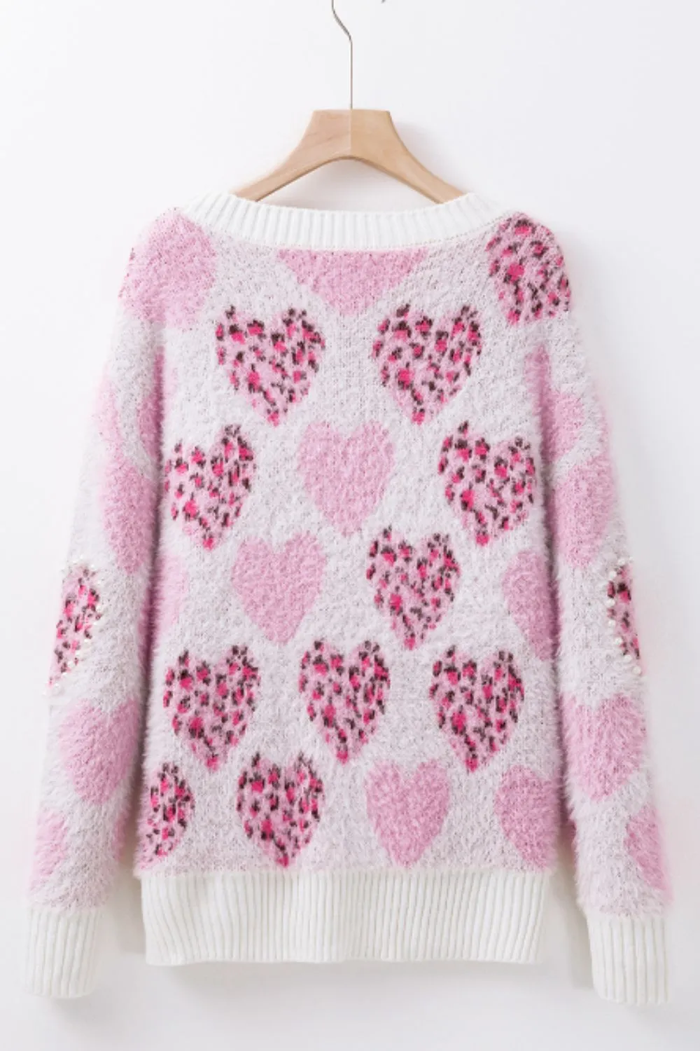 Pearl Detail Heart Round Neck Sweater, image 12
