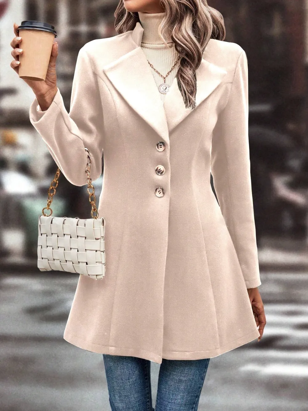 Collared Neck Long Sleeve Longline Coat, image 8