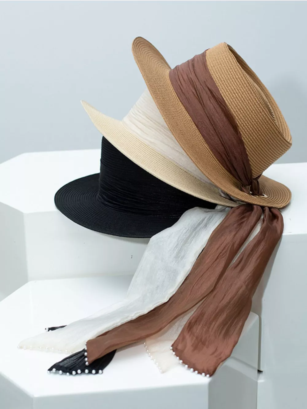 Ribbon Accent Straw Sun Hat, image 2