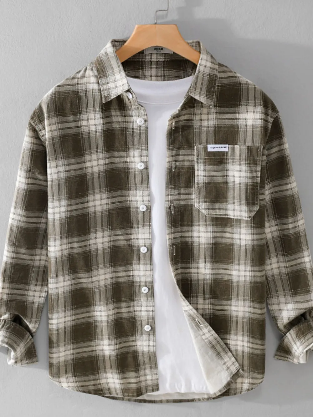 Men's Plus Size Plaid Button Up Long Sleeve Shirt